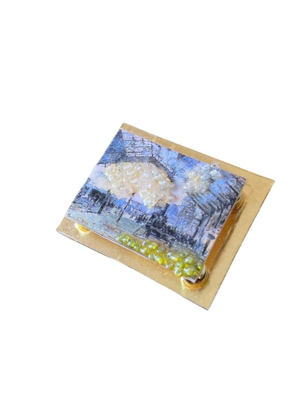 Bonnie Kondor "Monet & Me" vintage 3D brooch pin featuring a miniature artwork